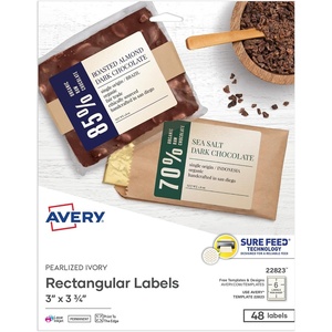 image:imageAvery Printable Rectangle Labels 3 x 375 Pearlized Ivory Laser amp Inkjet Compatible 48 Customizable Label Stickers Great for Product Branding Favors Thank You Stickers and More 228233 x 375