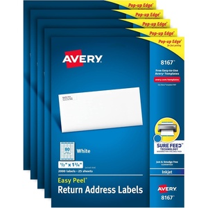 image:imageAvery Printable Return Address Labels with Sure Feed 05 x 175 White 2000 Blank Mailing Labels 0816705 x 175