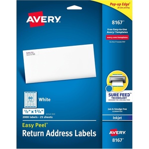 image:imageAvery Printable Return Address Labels with Sure Feed 05 x 175 White 2000 Blank Mailing Labels 0816712 in X 134 in
