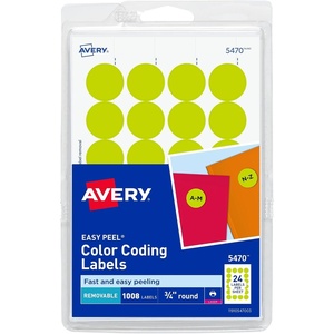 image:imageAvery Removable ColorCoding Labels 34 Diameter Neon Yellow Laser 1008 Total 5470