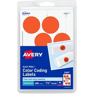 image:imageAvery Removable Print or Write Color Coding Labels for Laser Printers 125 Inches Round Pack of 400 5497