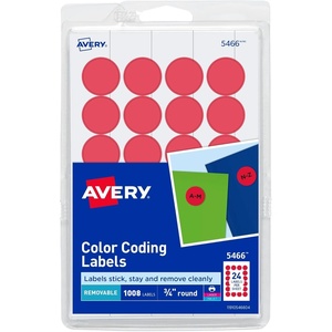 image:imageAvery Round Color Coding Labels Removable Adhesive Red 075 3 Pack 3024 Labels Total 321361 008 labels