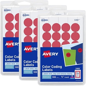 image:imageAvery Round Color Coding Labels Removable Adhesive Red 075 3 Pack 3024 Labels Total 321363 024 labels