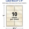 image:imageAvery Pearlized Ivory Rectangle Labels Sure Feed Technology 2 x 4 100 Pearlized Ivory Labels LaserInkjet Printable1 000 labels