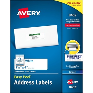 image:imageAvery Easy Peel Printable Address Labels Sure Feed Technology 113 x 4 White 1400 Blank Mailing Labels 08462One Size