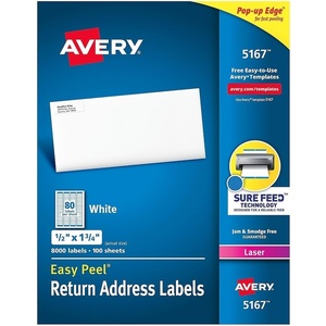 image:imageAvery Mailing Address Labels Laser Printers 9200 Labels 12 x 134 Permanent Adhesive 5167