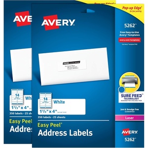 image:imageAvery Printable Easy Peel Address Labels 113 x 4 Sure Feed White 2 Pack 700 Labels Total 5642
