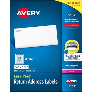 image:imageAvery Printable Return Address Labels with Sure Feed 05 x 175 White 8000 Blank Mailing Labels 0516712 x 1 34