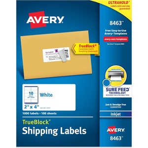 image:imageAvery Printable Shipping Labels Sure Feed Technology 2 x 4 Customizable Stickers White 1000 Blank Mailing Labels Great for Mailing Shipping and More 84630