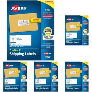 image:imageAvery Printable Shipping Labels Sure Feed Technology 2 x 4 Customizable Stickers White 1000 Blank Mailing Labels Great for Mailing Shipping and More 84631 000 labels Pack of 5
