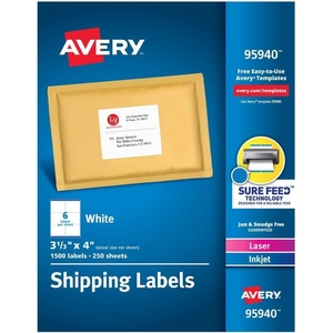 image:imageAvery TrueBlock Shipping Labels Sure Feed Permanent 313 x 4 White 2 Pack 120 Labels Total 321341500 Labels