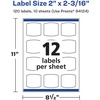 image:imageAvery Glossy White Arched Square Labels Sure Feed Technology 2 x 2316 1200 Glossy White Labels PrinttoTheEdge Permanent Adhesive LaserInkjet Printable120 labels