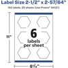 image:imageAvery Glossy White Hexagon Labels Sure Feed Technology 212 x 25764 60 Glossy White Labels PrintToTheEdge Permanent Adhesive LaserInkjet Printable150 labels