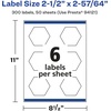 image:imageAvery Glossy White Hexagon Labels Sure Feed Technology 212 x 25764 60 Glossy White Labels PrintToTheEdge Permanent Adhesive LaserInkjet Printable300 labels