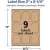 image:imageAvery Kraft Brown Arched Labels Sure Feed Technology 3 x 225 135 Kraft Brown Labels PrinttoTheEdge LaserInkjet Printable135 labels