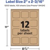 image:imageAvery Kraft Brown Arched Square Labels Sure Feed Technology 2 x 2316 180 Kraft Brown Labels PrinttoTheEdge LaserInkjet Printable1 200 labels