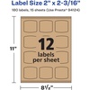 image:imageAvery Kraft Brown Arched Square Labels Sure Feed Technology 2 x 2316 180 Kraft Brown Labels PrinttoTheEdge LaserInkjet Printable180 labels
