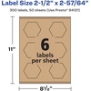 image:imageAvery Kraft Brown Hexagon Labels Sure Feed Technology 212 x 25764 150 Kraft Brown Labels PrinttoTheEdge LaserInkjet Printable300 labels