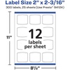 image:imageAvery Matte White Arched Square Labels Sure Feed Technology 2 x 2316 300 White Labels PrinttoTheEdge Permanent Adhesive LaserInkjet Printable300 labels
