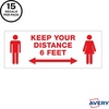 image:imageAvery Preprinted Wall Decals Keep Your Distance Safety Sign 314 x 838 Tear and Water Resistant 15 Removable Wall Signs 83079