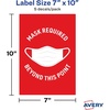 image:imageAvery Preprinted Wall Decals Mask Required Beyond This Point Safety Signs 7 x 10 Red Tear and Water Resistant 5 Removable Wall Signs 83177Mask Required