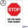 image:imageAvery Preprinted Wall Decals Mask Required Beyond This Point Safety Signs 7 x 10 Red Tear and Water Resistant 5 Removable Wall Signs 83177Stop Wash Your Hands