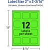 image:imageAvery Printable Arched Square Labels Sure Feed Technology 2 x 2316 Neon Green Labels PrinttoTheEdge LaserInkjet Printable 240 Total Great for Cosmetics and Soaps