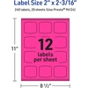 image:imageAvery Printable Arched Square Labels Sure Feed Technology 2 x 2316 Neon Magenta Labels PrintToTheEdge LaserInkjet Printable 240 Total Great for Cosmetics and Soaps