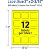image:imageAvery Printable Arched Square Labels Sure Feed Technology 2 x 2316 Neon Yellow Labels PrintToTheEdge LaserInkjet Printable 240 Total Great for Cosmetics and Soaps