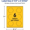 image:imageAvery Printable Hexagon Labels Sure Feed Technology 212 x 25764 Bright Yellow Labels PrinttoTheEdge LaserInkjet Printable 120 Total Great for Cosmetics and Jars120 labels