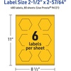 image:imageAvery Printable Hexagon Labels Sure Feed Technology 212 x 25764 Bright Yellow Labels PrinttoTheEdge LaserInkjet Printable 120 Total Great for Cosmetics and Jars480 labels