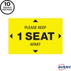 image:imageAvery Social Distancing Signs Keep 1 Seat Apart Yellow Surface Safe 4 x 6 10 Removable Decals 83073