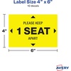 image:imageAvery Social Distancing Signs Keep 1 Seat Apart Yellow Surface Safe 4 x 6 10 Removable Decals 83073