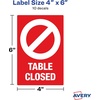 image:imageAvery Social Distancing Signs Table Closed Red Surface Safe ID 4 x 6 10 Removable Decals 83077