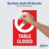 image:imageAvery Social Distancing Signs Table Closed Red Surface Safe ID 4 x 6 10 Removable Decals 83077