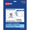 image:imageAvery Glossy White Arched Square Labels Sure Feed Technology 2 x 2316 1200 Glossy White Labels PrinttoTheEdge Permanent Adhesive LaserInkjet Printable120 labels