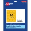 image:imageAvery Printable Arched Square Labels Sure Feed Technology 2 x 2316 Bright Yellow Labels PrinttoTheEdge LaserInkjet Printable 240 Total Great for Cosmetics and Soaps