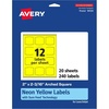 image:imageAvery Printable Arched Square Labels Sure Feed Technology 2 x 2316 Neon Yellow Labels PrintToTheEdge LaserInkjet Printable 240 Total Great for Cosmetics and Soaps
