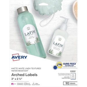image:imageAvery Arched Labels Sure Feed Technology for Laser Printers Water Resistant 3 x 225 90 Labels 22809One Size