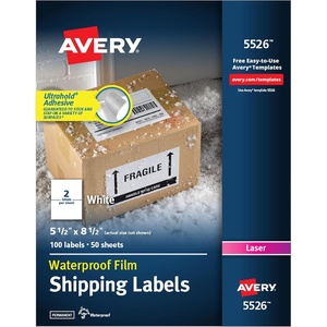 image:imageAvery Durable Waterproof Shipping Labels with Sure Feed Technology 55 x 85 White Laser Compatible 100 Blank Labels Total Great for Mailing Branding and More 5526