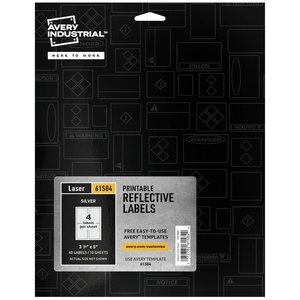 image:imageAvery Printable Warning Signs 35 x 5 WaterChemical Resistant 60 Removable Labels 61514Silver