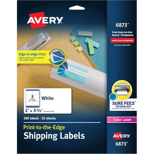 image:imageAvery PrinttotheEdge Printable Shipping Labels 2 x 375 Matte White Sure Feed Technology Laser amp Inkjet Compatible 200 Blank Labels Great for Mailing Branding and More 68732 x 375