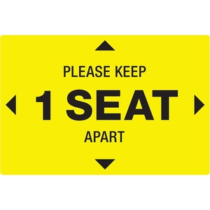 image:imageAvery Social Distancing Signs Keep 1 Seat Apart Yellow Surface Safe 4 x 6 10 Removable Decals 83073