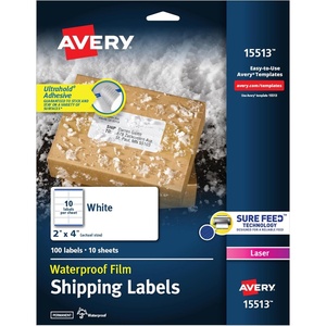 image:imageAvery Waterproof Labels with Ultrahold Adhesive 2 x 4 Case of 500 Labels for Laser Printers 15513