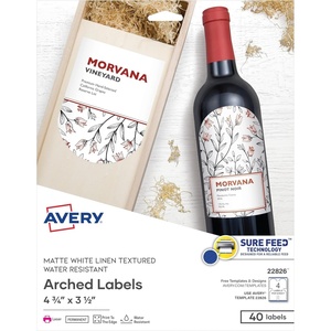 image:imageTextured White PrinttotheEdge Arched Labels 434x35in labels 40PK  2EA1