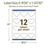 image:imageAvery Dissolvable Heart Labels Sure Feed Technology 2932 x 12732 Matte White PrinttoTheEdge LaserInkjet Printable 300 Labels Total300 labels