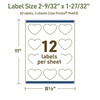 image:imageAvery Dissolvable Heart Labels Sure Feed Technology 2932 x 12732 Matte White PrinttoTheEdge LaserInkjet Printable 300 Labels Total60 labels