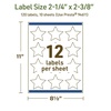 image:imageAvery Dissolvable Star Labels Sure Feed Technology 214 x 238 Matte White PrinttoTheEdge LaserInkjet Printable 300 Labels Total120 labels