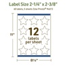 image:imageAvery Dissolvable Star Labels Sure Feed Technology 214 x 238 Matte White PrinttoTheEdge LaserInkjet Printable 300 Labels Total60 labels