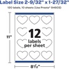 image:imageAvery Printable Durable White Heart Labels Sure Feed Technology 2932 x 12732 PrinttotheEdge Waterproof Labels Laser amp PigmentBased Inkjet Compatible 120 Total120 labels
